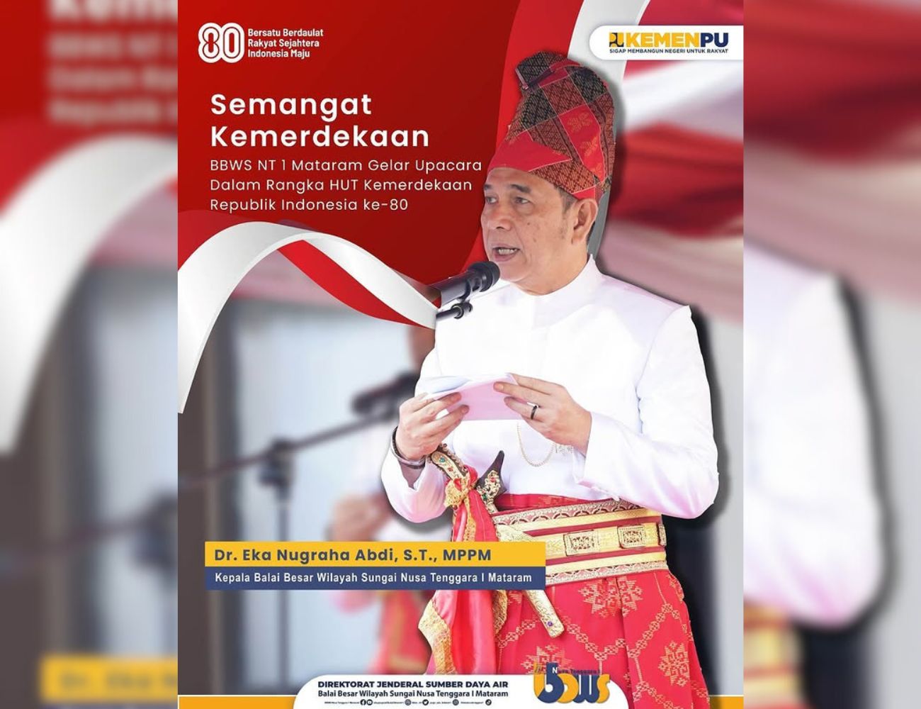 Upacara Bendera dalam HUT ke-80 Republik Indonesia di BBWS Nusa Tenggara I Mataram