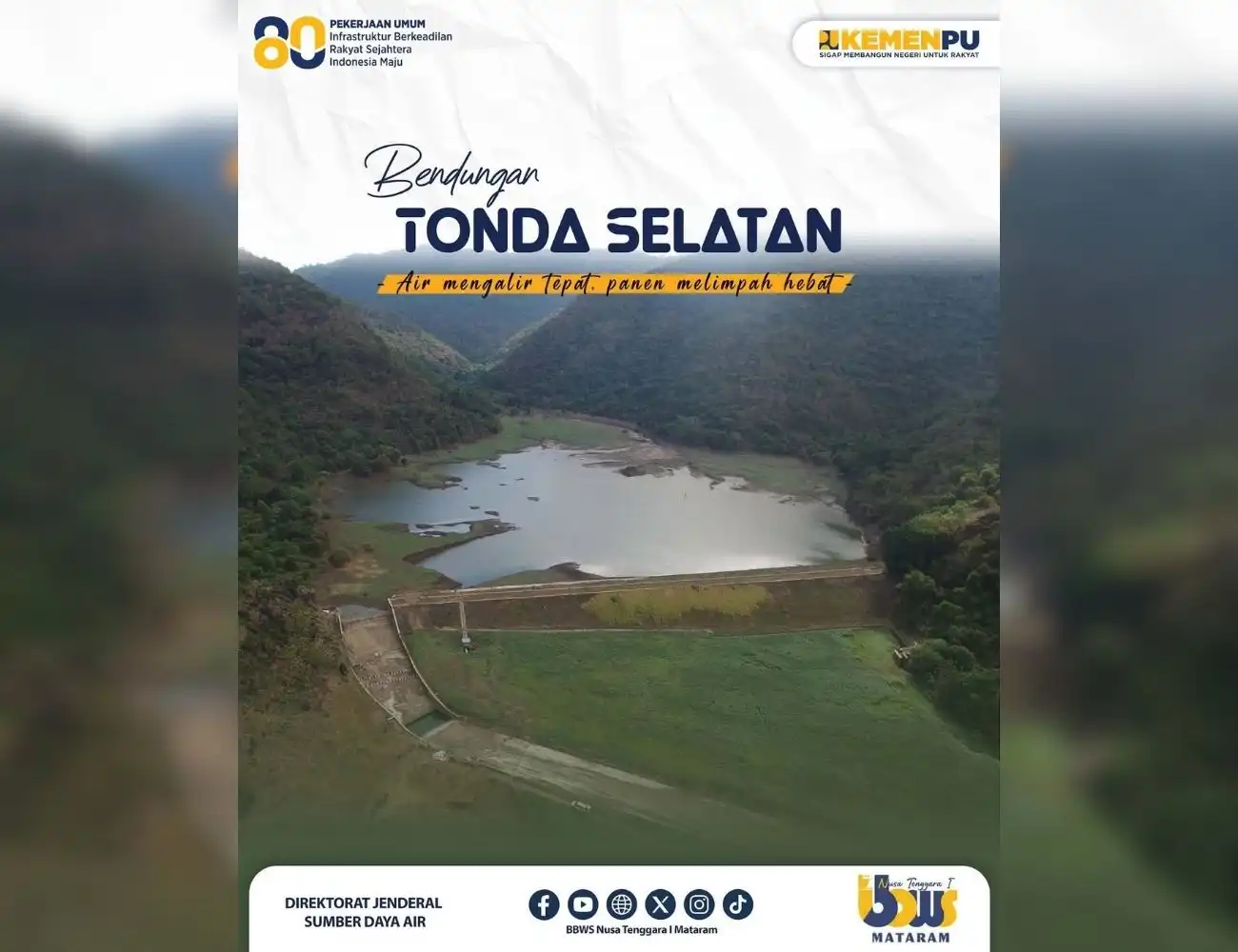 Bendungan Tonda Selatan, "Air mengalir tepat, panen melimpah hebat"