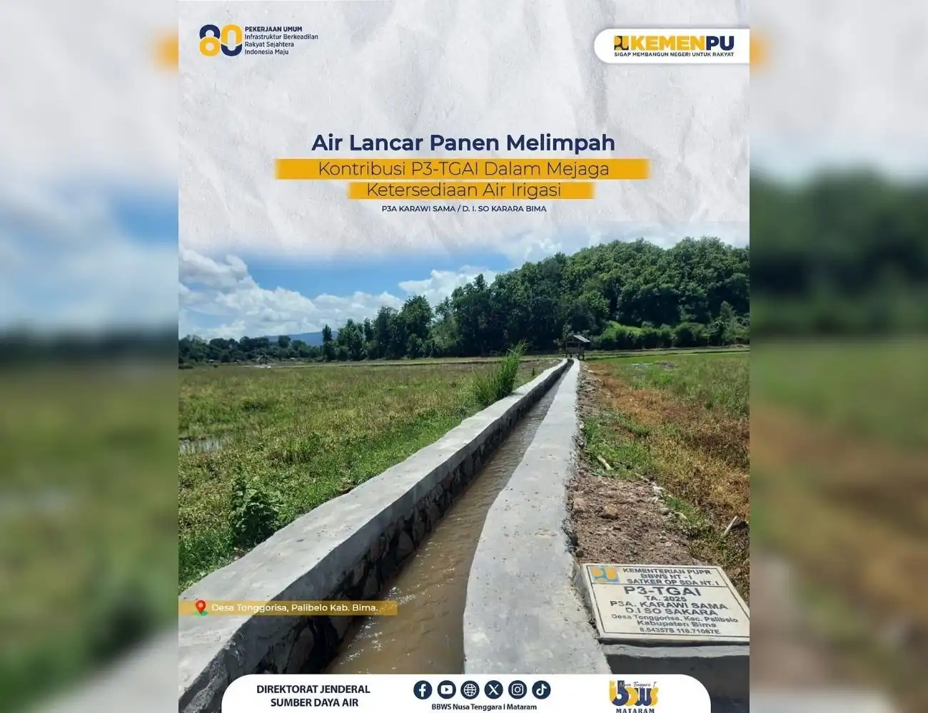 Program P3-TGAI bertujuan meningkatkan jaringan irigasi agar aliran air ke lahan pertanian lebih efektif dan merata.