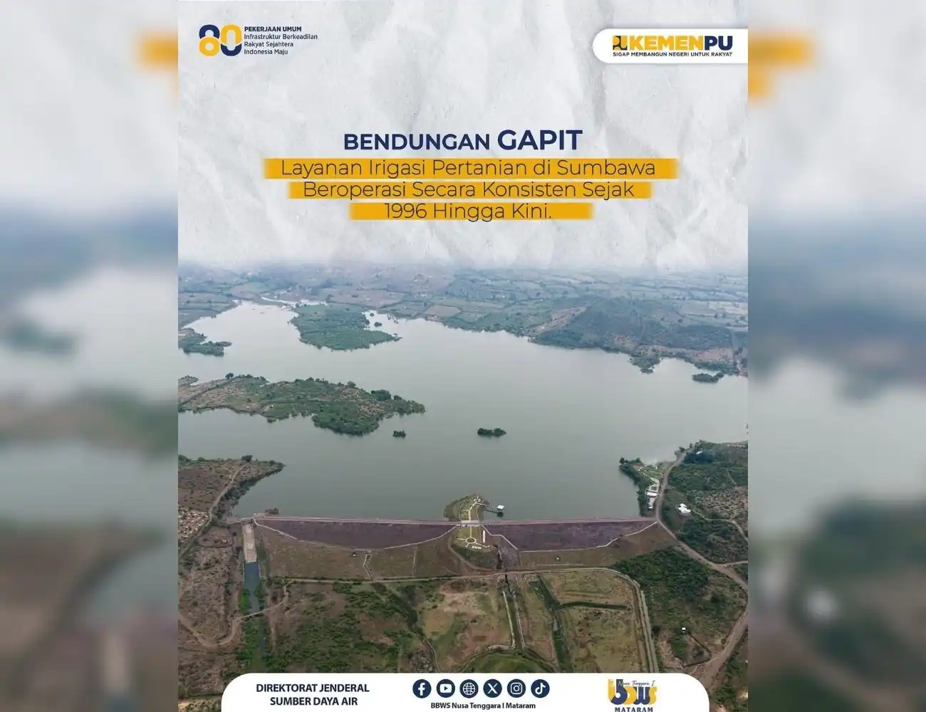 Bendungan Gapit Layanan Irigasi Pertanian di Sumbawa Sejak 1996 Hingga Kini