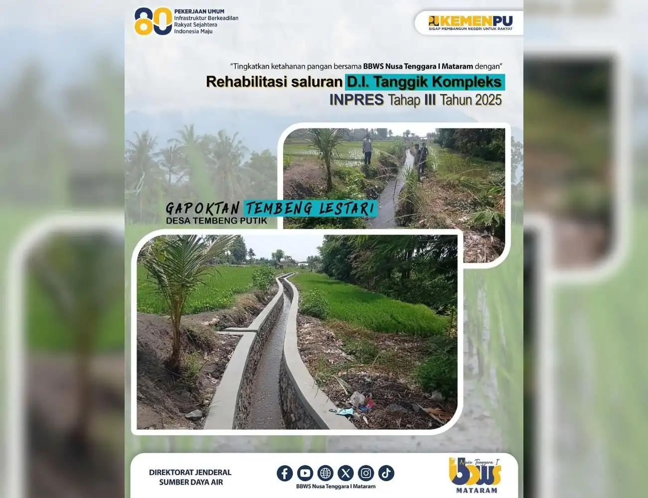 Rehabilitasi saluran D.I. Tanggik Kompleks INPRES Tahap III Tahun 2025