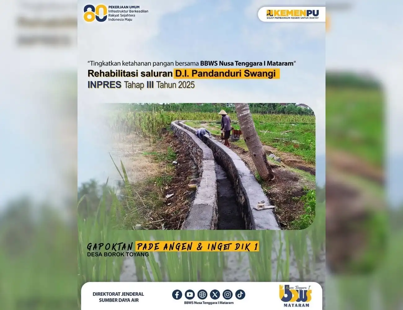 Rehabilitasi saluran D.I. Pandanduri Swangi INPRES Tahap III Tahun 2025