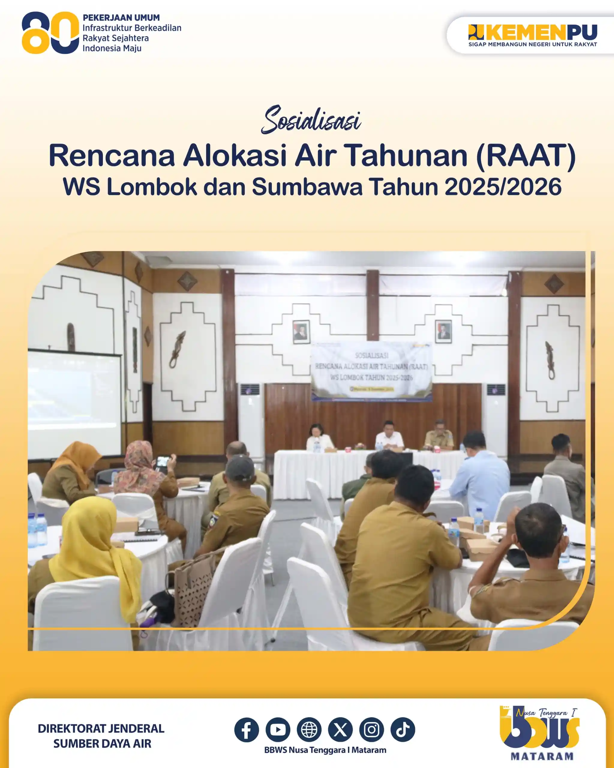 Sosialisasi Rencana Alokasi Air Tahunan (RAAT) Wilayah Sungai (WS) Lombok & WS Sumbawa Tahun 2025–2026