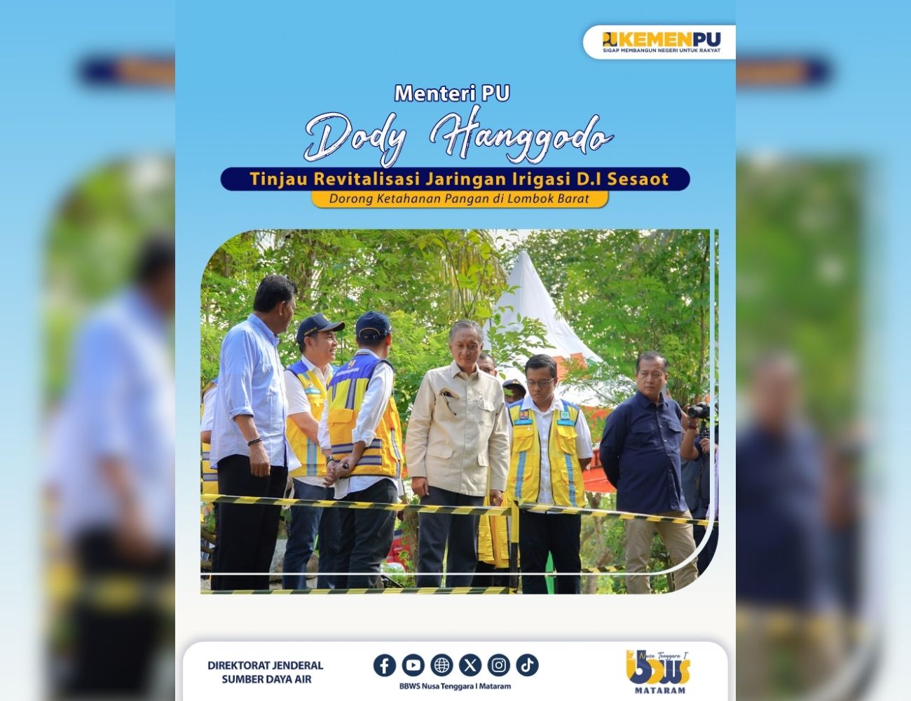 Menteri PU Tinjau Revitalisasi Jaringan Irigasi Sesaot, Dorong Ketahanan Pangan NTB