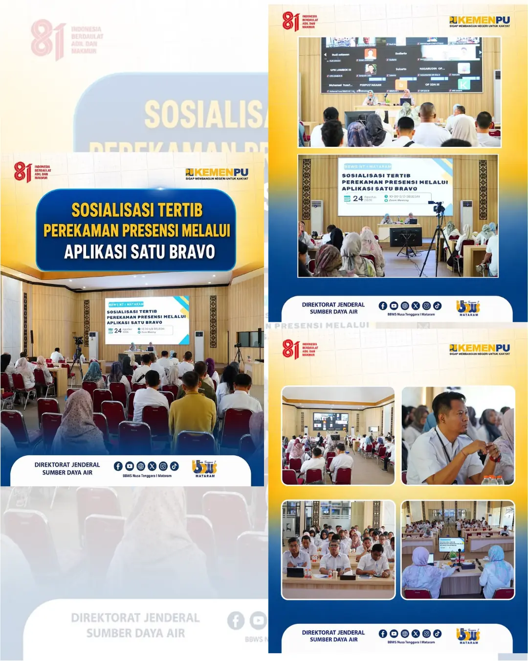 BBWS Nusa Tenggara I Mataram Gelar Sosialisasi Tertib Perekaman Presensi Melalui Aplikasi Satu Bravo