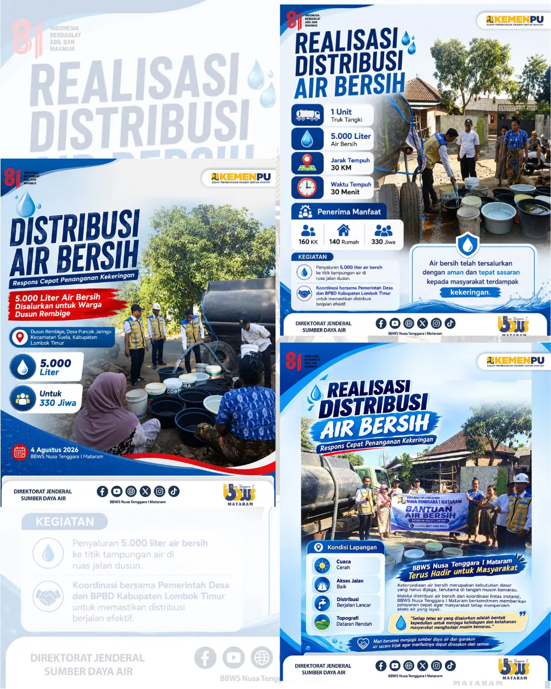 DISTRIBUSI AIR BERSIH, RESPONS CEPAT PENANGANAN KEKERINGAN