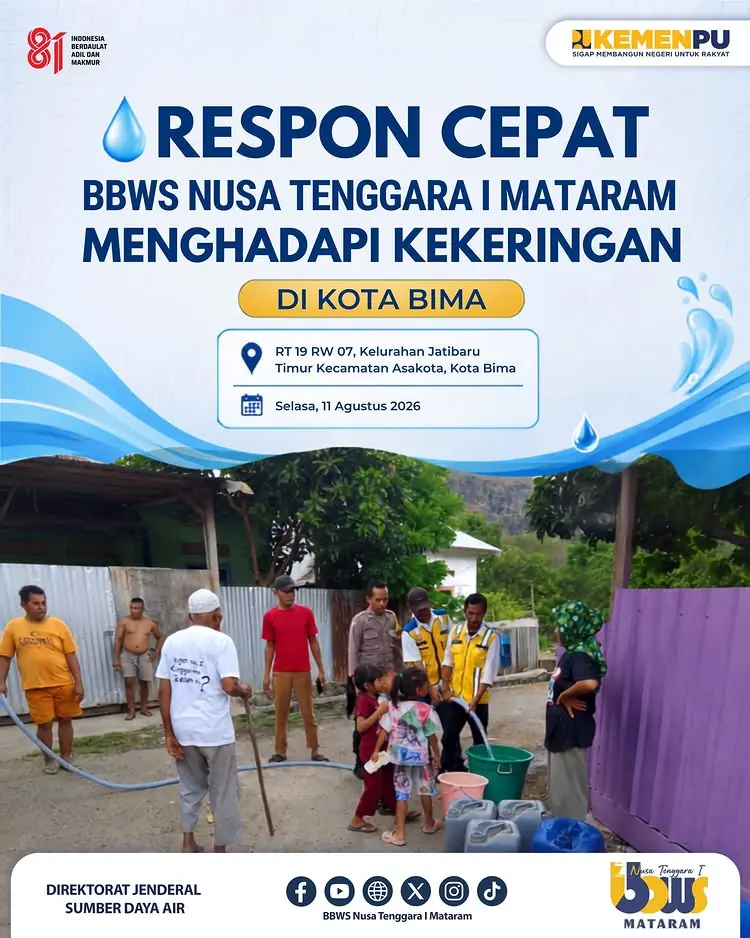RESPON CEPAT BBWS NUSA TENGGARA I MATARAM HADAPI KEKERINGAN DI KOTA BIMA