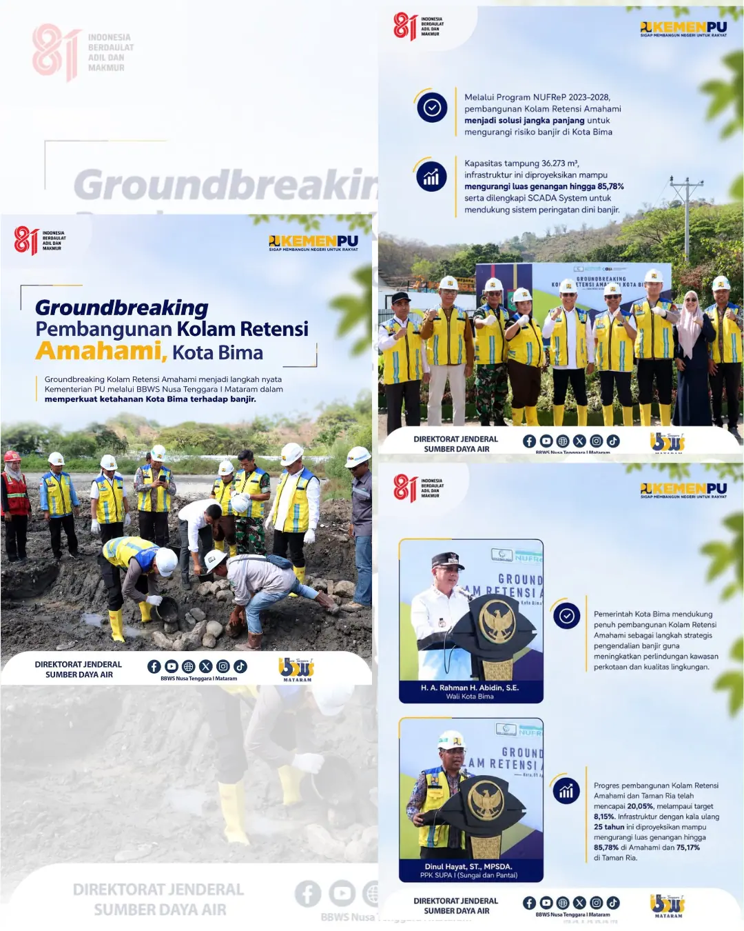 Groundbreaking Pembangunan Kolam Retensi Amahami, Kota Bima