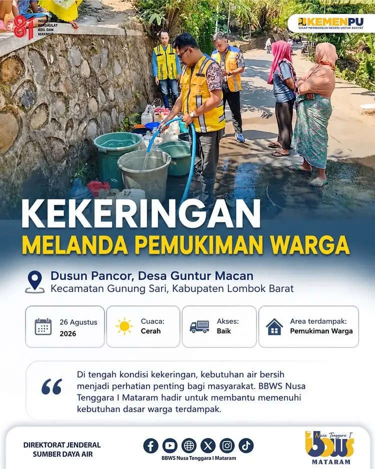 Air Bersih Hadir untuk Warga, Dusun Pancor Desa Guntur Macan Lombok Barat