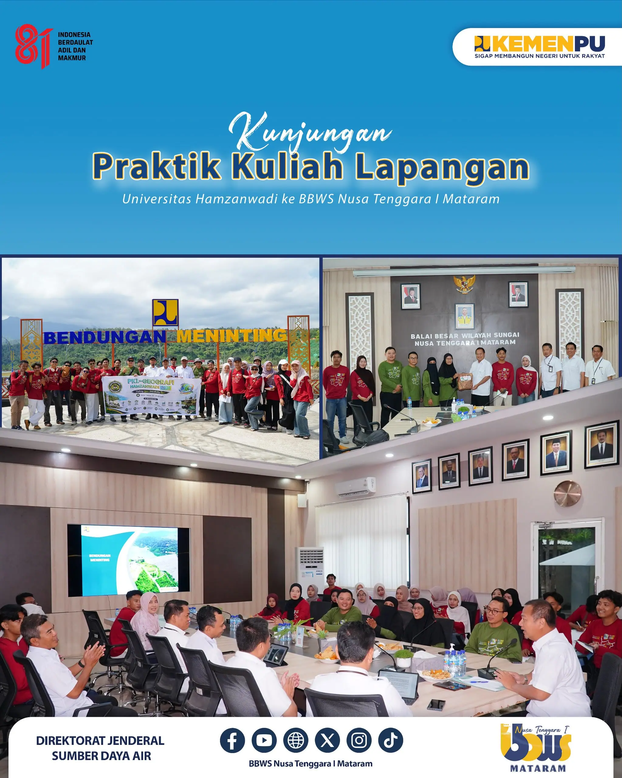 BBWS Nusa Tenggara I Terima Kunjungan Akademik Mahasiswa Universitas Hamzanwadi