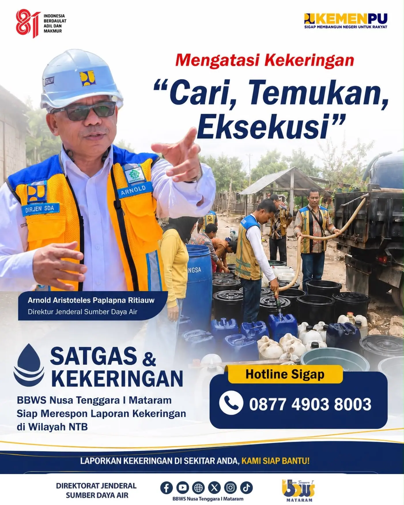 Cari, Temukan, Eksekusi! Satgas Kekeringan BBWS NT I Mataram Sigap Melayani