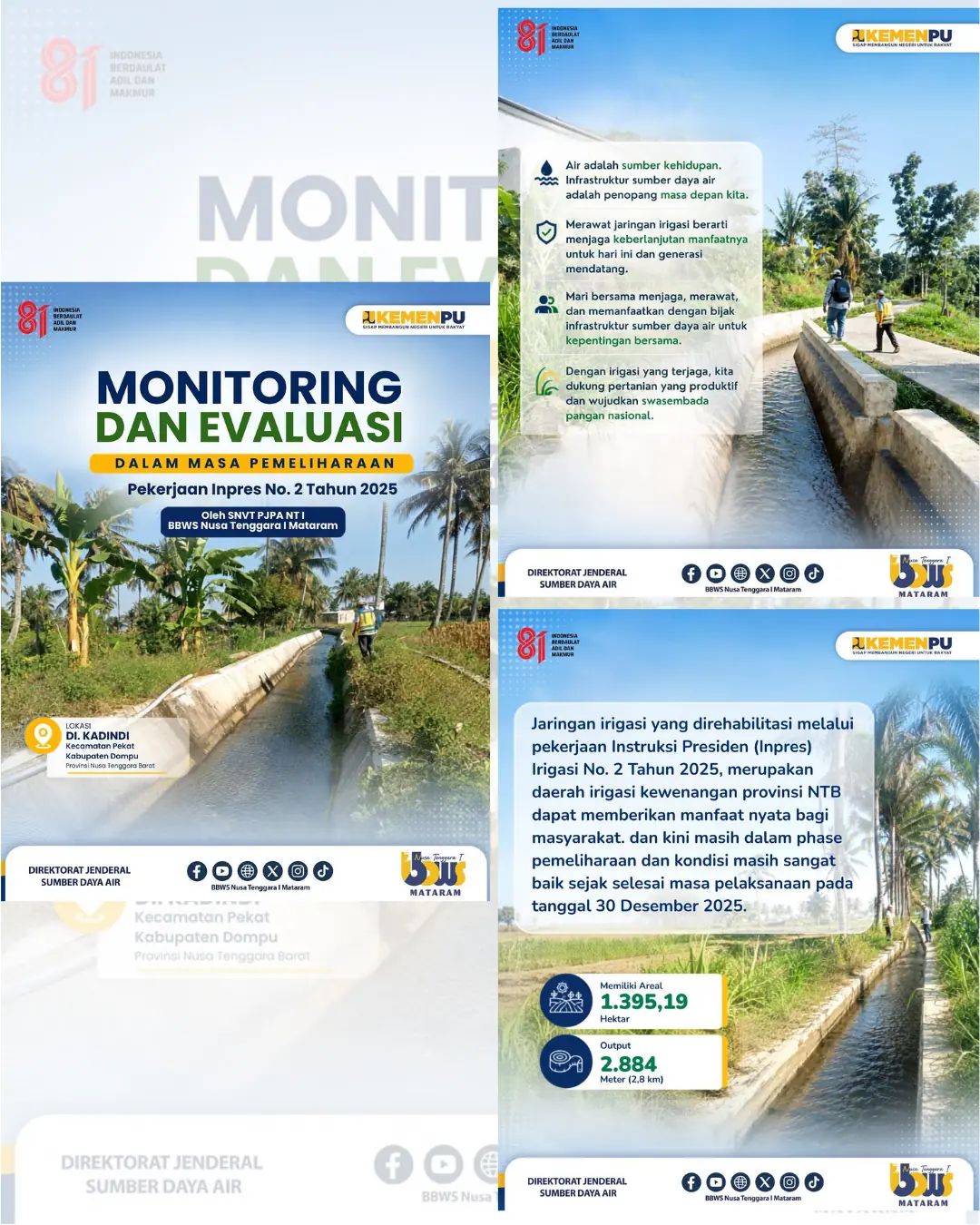 Monitoring dan Evaluasi Jaringan Irigasi DI Kadindi Pasca Rehabilitasi Inpres Irigasi No. 2 Tahun 2025