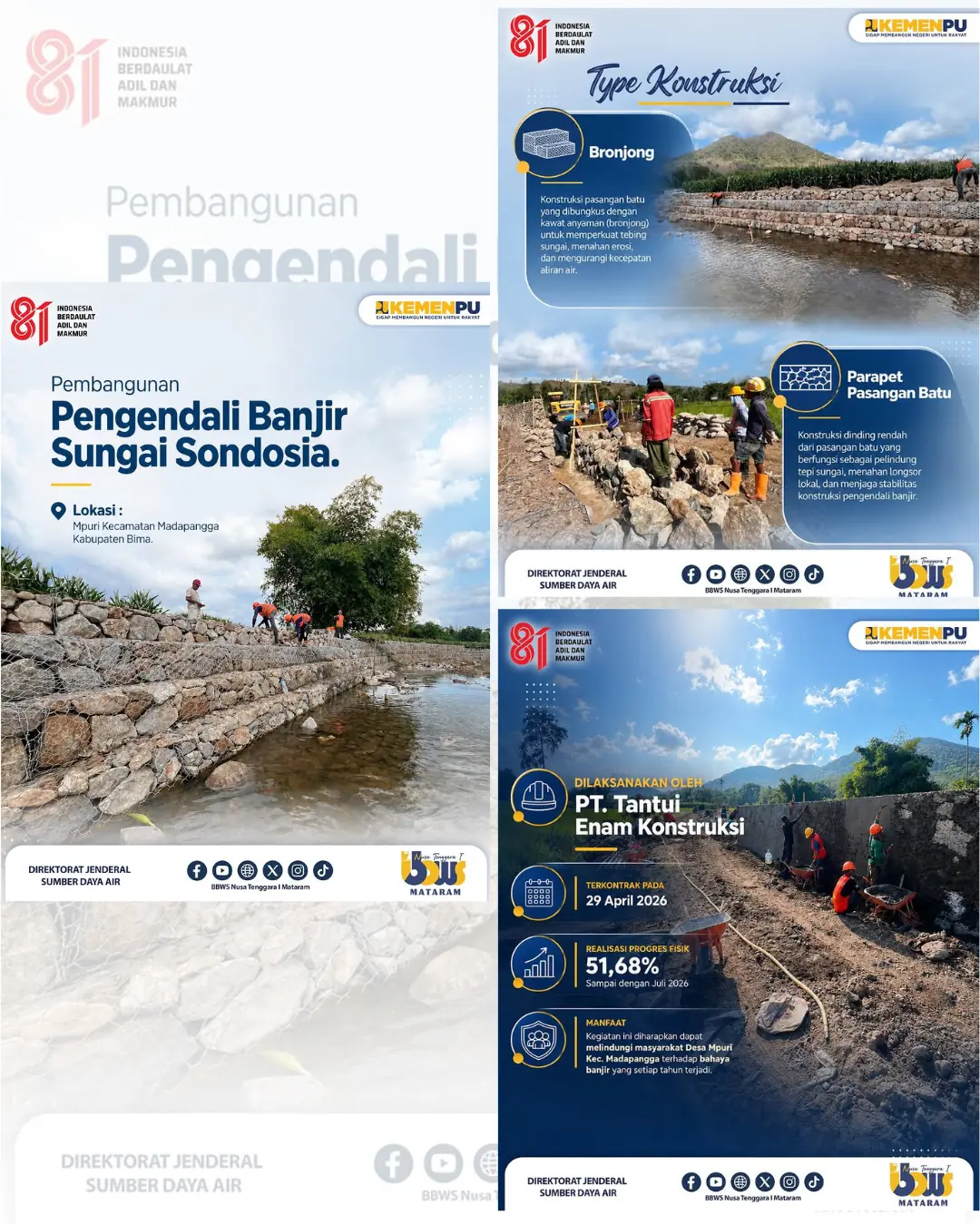 Pembangunan Pengendali Banjir Sungai Sondosia  BBWS Nusa Tenggara I Mataram