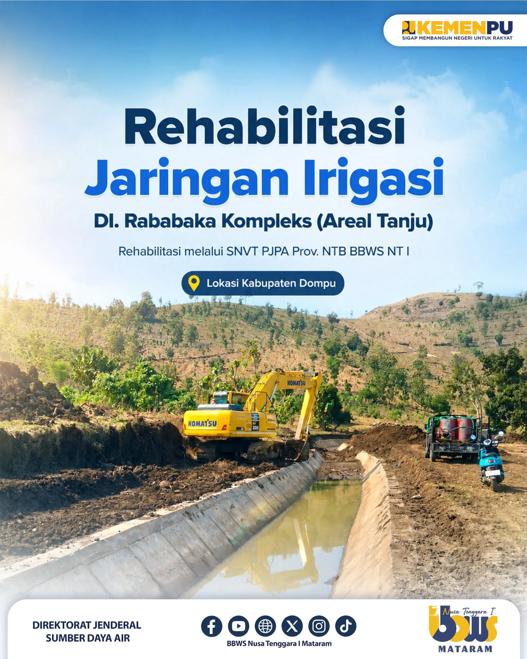 Rehabilitasi Jaringan Irigasi dilakukan oleh SNVT PJPA Provinsi NTB, BBWS NT I Mataram