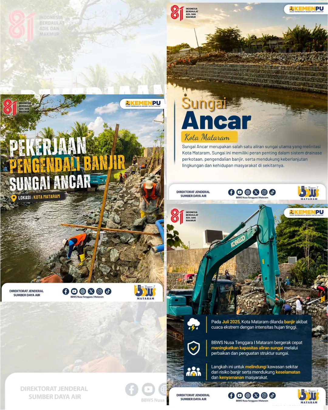 Pengerjaan Pengendalian Banjir Sungai Ancar Mataram