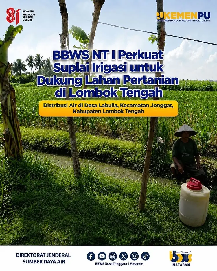 BBWS NT I Perkuat Suplai Irigasi untuk Dukung Lahan Pertanian di Labulia